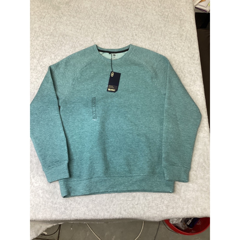 VRST Mens Textured Crewneck Sweatshirt Teal Heather Raglan Sleeve Size M NWT